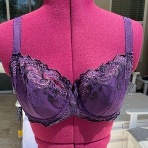 Soma Purple and Black Lace Bra